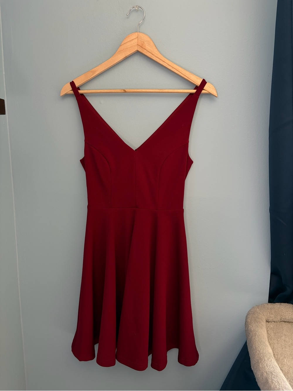 Lulu's Party Dress - Burgundy V-Neck Fit & Flare Mini Dress